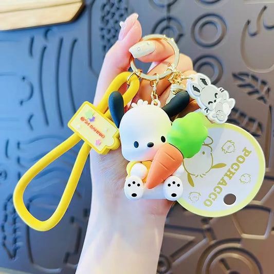 Hot Sanrio Pochacco Toy Mini Anime Action Figure Keyring Pendant Decoration Collection Keychain Model Doll Birthday Gift For Kid