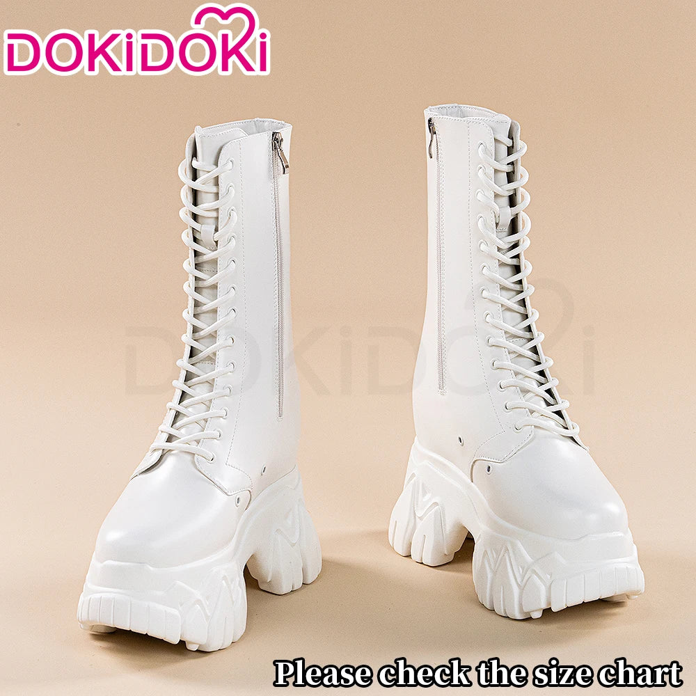 Women Cosplay Props Heightening Shoes 11cm 12cm 18cm 22cm Black White Boots for Halloween and Daily Wear