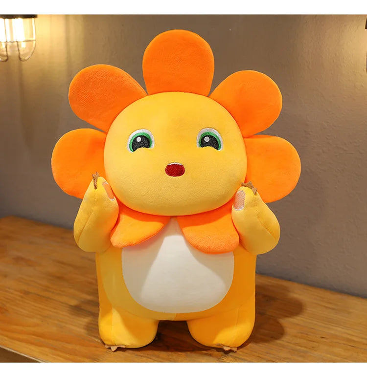 Kawaii Sunflower Nailong Plush Toy Cartoon Smile Dinosaur Silly Cute Stuffed Anime Sofa Pillow Room Decor for Kids Birthday Gift