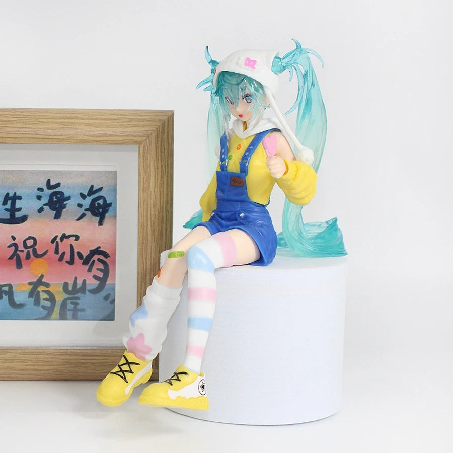 12cm Hatsune Miku Anime Figure Lollipop Miku Action Figure Kawaii Girl Noodle Stopper Figurine PVC Collection Model Doll Toys