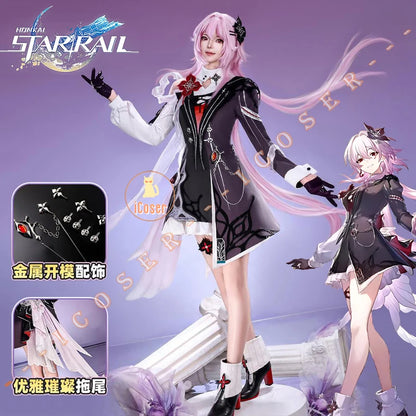Honkai Star Rail Evernight March 7th Cosplay Costume Dress Headwear Mysterious Foreign Guest Halloween Party for Women iCoser