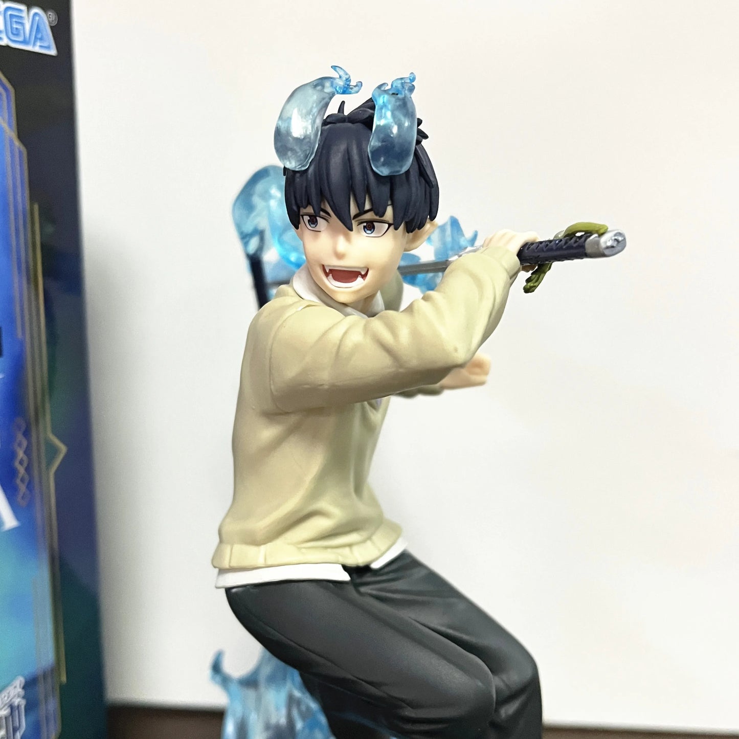 Anime Ao no Exorcist Okumura Rin Action Figures Flames of Satan Blue Flames DIY Led Light PVC Model Figurine Toys Gift