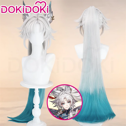 IN STOCK Feixiao Wig Game Honkai: Star Rail DokiDoki 100cm Long Gradient Deying Wig Ears Cosplay Tattoo Free Cap Halloween