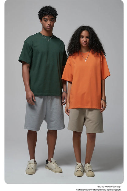 ZODF New Spring Summer Men 305gsm Cotton T Shirts Unisex Heavy Weight Oversized FG Noshrink Basic Solid T-Shirt Tees HY0165