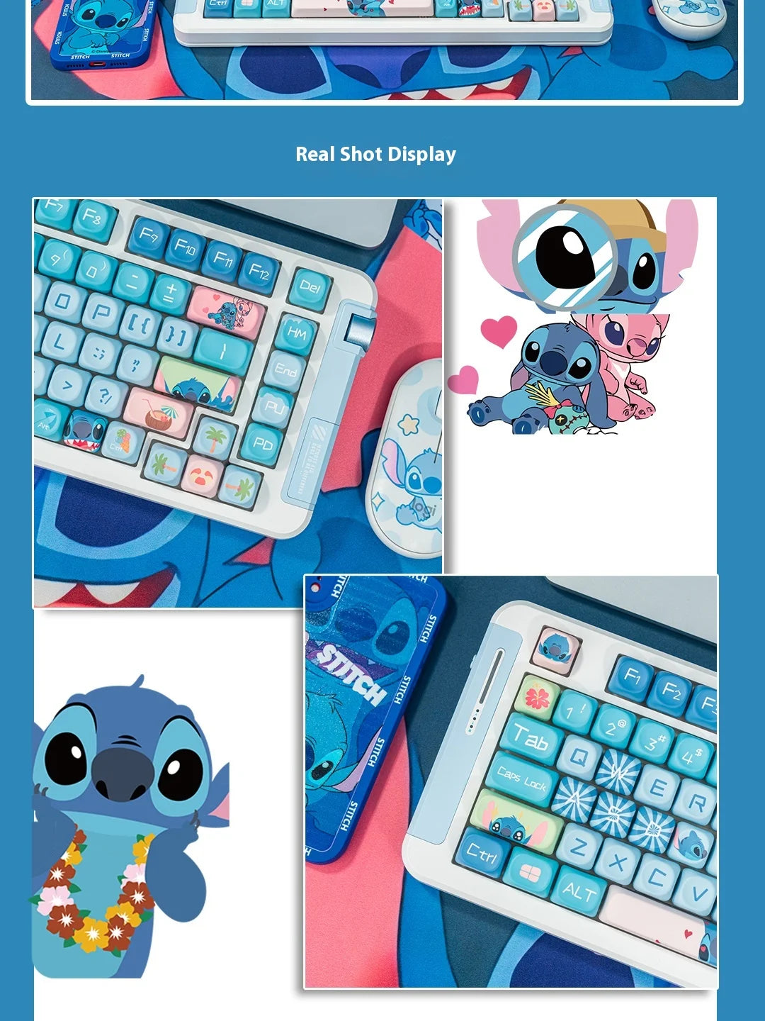 Disney  New Style Shinagawa Stizai Star Kabi Interstellar Kawaii Blue Baby Theme Keycaps Moa High Five Sided Thermal Sublimation