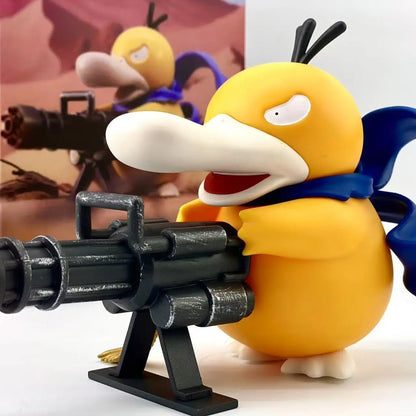 9-15cm Psyduck Anime Figure Gatling Gun Psyduck Action Figurine GK Collection Statue Model Car Ornament Desktop Decor Toys Gifts