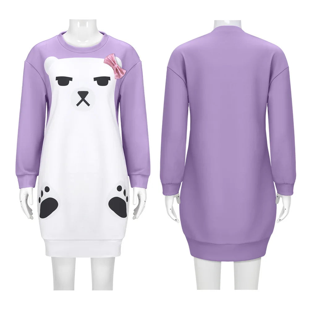 None Mira Light Purple Bear Pajamas Unisex Polyester Set