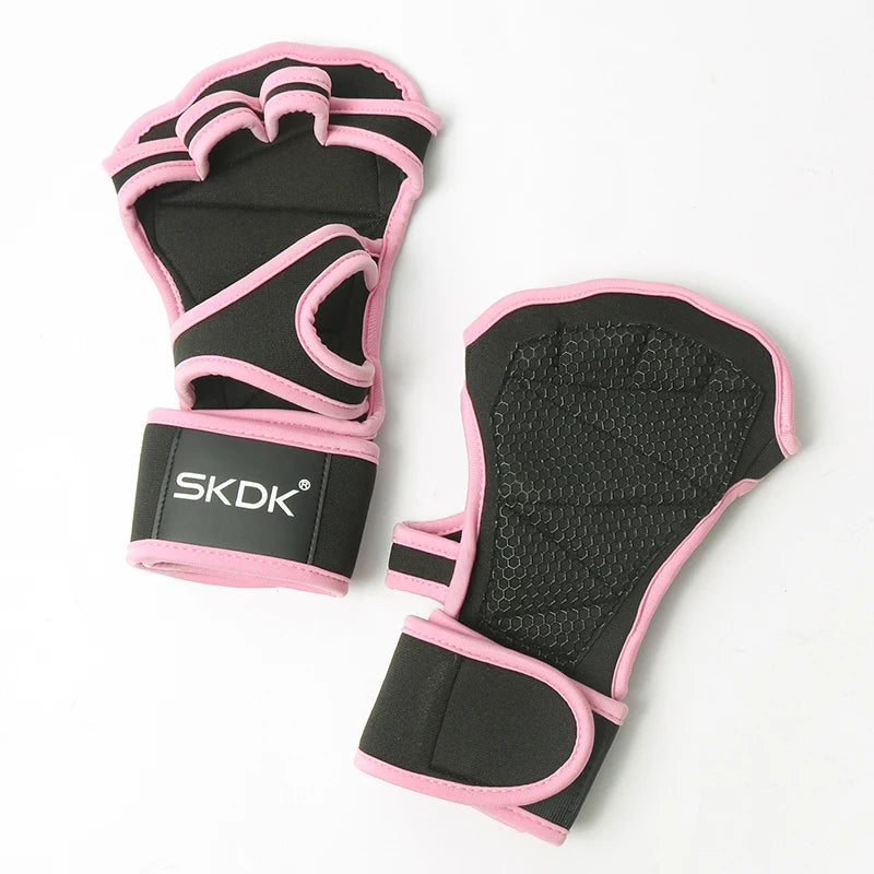 The Codex Women’s Pink Workout Gloves with Wrist Wraps Anti-Slip Silicone Palm Protection for Weight Lifting