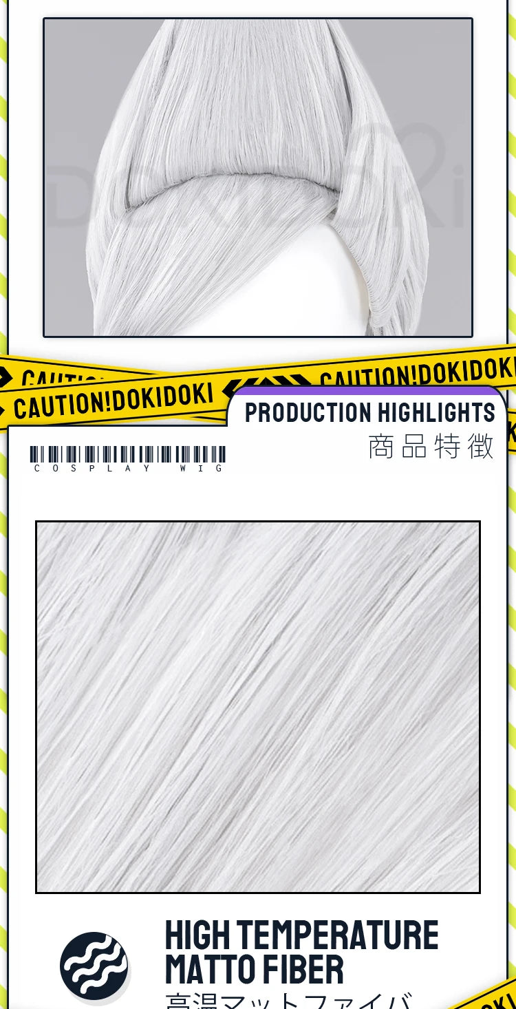 IN STOCK Seiko Ayase Wig Anime Dandadan Cosplay DokiDoki Halloween Grey Hair DAN DA DAN Seiko Glasses Ear Clips Patch Free Cap