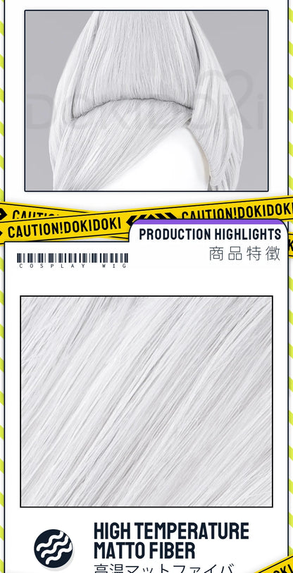 IN STOCK Seiko Ayase Wig Anime Dandadan Cosplay DokiDoki Halloween Grey Hair DAN DA DAN Seiko Glasses Ear Clips Patch Free Cap