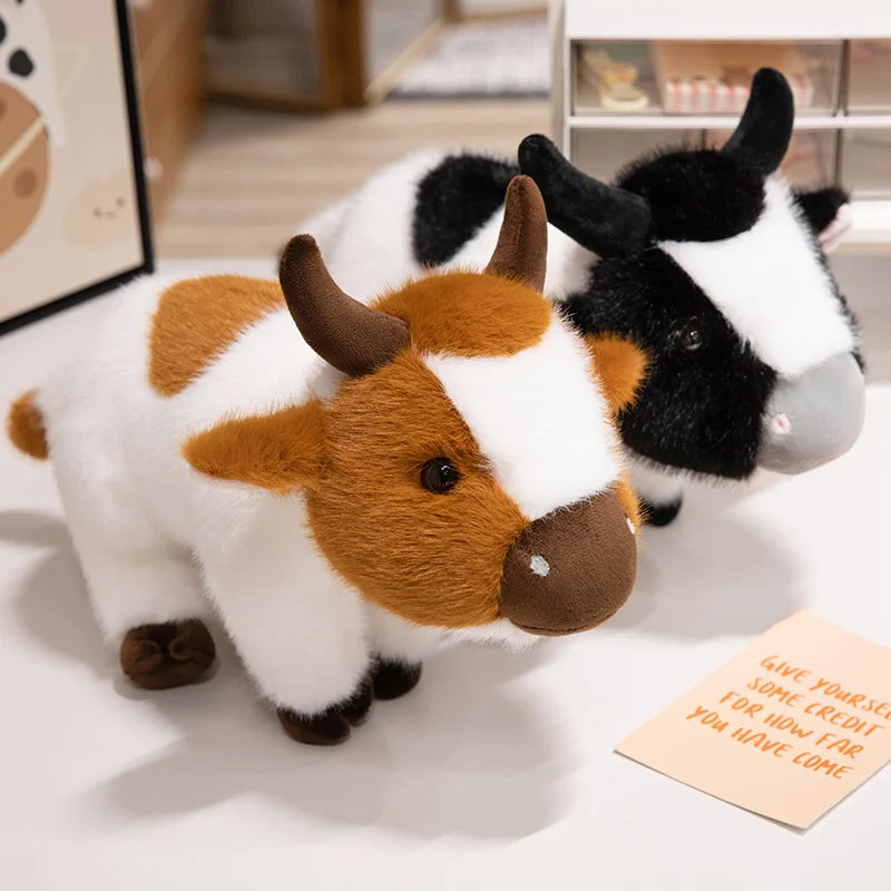 cow High Fidelity Anime Cute Plushie cattle Plush Toys Lifelike Animals Simulation Stuffed Doll Kawai Toy Gifts For Kids