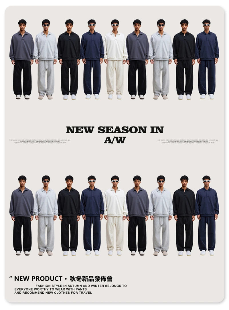 ZODF Casual 2025 Autumn 445gsm Sweatshirt For Man Unisex Turn Down Collar Solid Fleece Pullovers Winter Coats HY1111