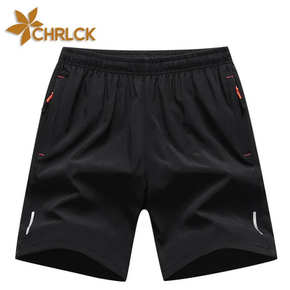 Chrlck Men’s Reflective Quick-Dry Running Shorts Breathable Ice Silk Fishing Pants Large Size M-8XL - Black