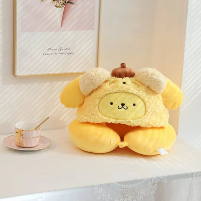 Stuffe Anime Hooded U-shaped Neck Pillow Hello Kitty Kuromi My Melody Travel Blackout Neck Pillow Office Nap Pillow Girl