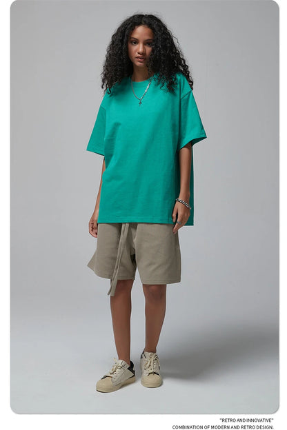 ZODF New Spring Summer Men 305gsm Cotton T Shirts Unisex Heavy Weight Oversized FG Noshrink Basic Solid T-Shirt Tees HY0165