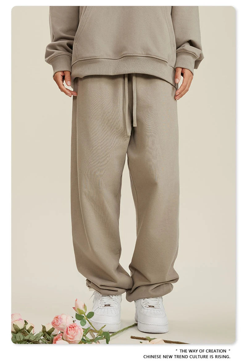 ZODF New Men Heavy Weight 440gsm Solid Sweatpants Unisex Loose Basic Casual Comfortable Sport Pants Joggers Streetwears HY0628