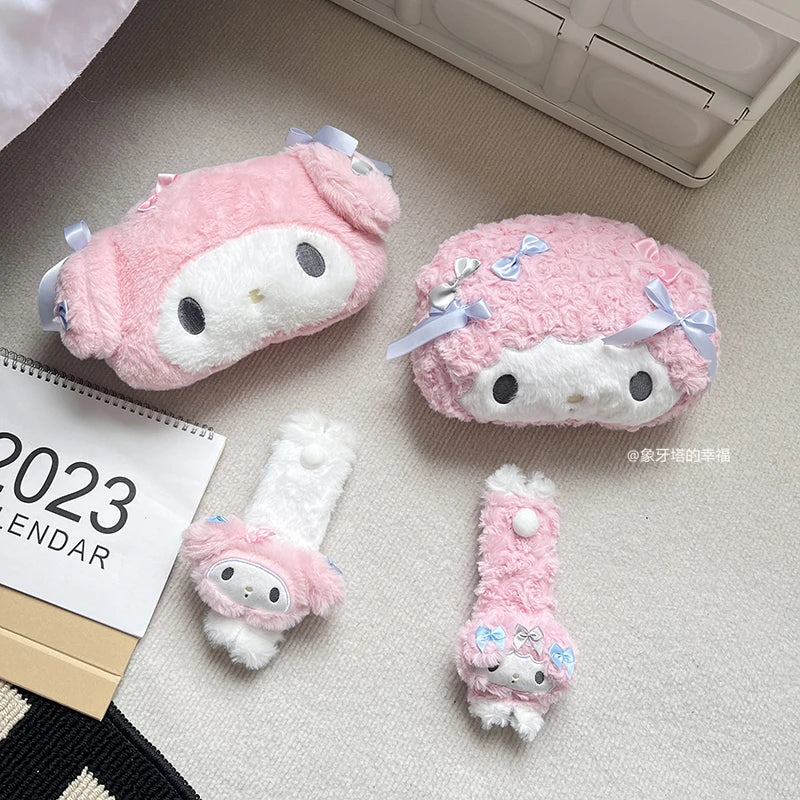 Sanrio My Melody Headrest Back Cushion Car Seat Belt Cover Stuffed Anime Japanese Style Pillow Comfortable Neck Pillow Girl Gift