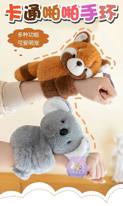 Baby Raccoon Koala Pop Ring Plush Toy Capibala Pat Bracelet Doll Soft Stuffed Animal Cushion Christmas Gifts for Kids and Girls