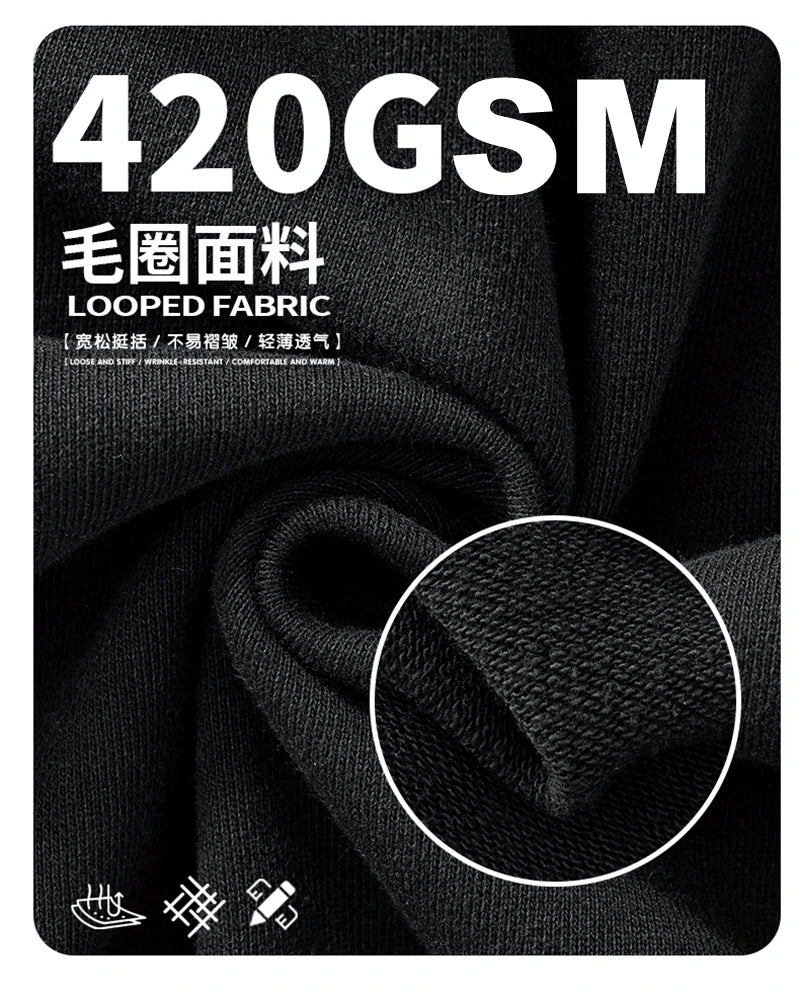 ZODF Retro High Street 420gsm Cotton Straight Pants For Man Unisex Loose Fit Distressed Sport Trousers Sweatpants HY0051