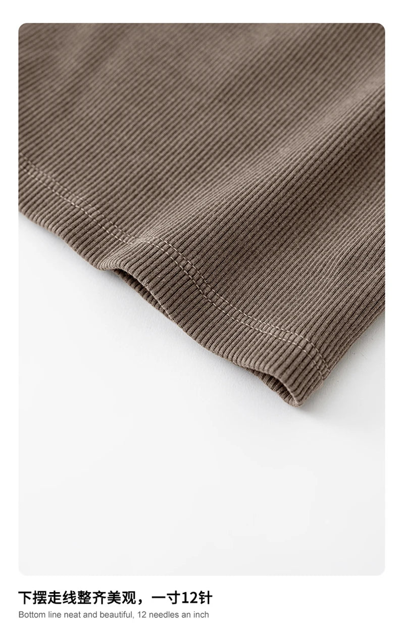 ZODF Sexy 2025 Spring Women 275gsm Long Dress Female Girls O Neck Washed Distressed Slim Slit Fit Dresses HY1008