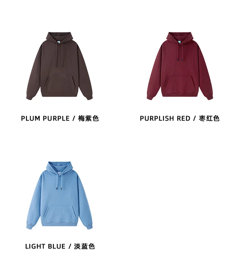 ZODF Casual Winter Men 350gsm Fleece Hoodie Unisex Loose Warm Solid Hooded Sweatshirt Pullover 18 Colors HY0728