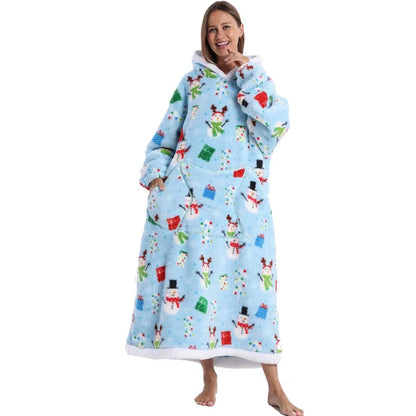 Woman Towel Robe Home Clothes Long Winter Warm Thick Bathrobe Soft Fluffy Pullovers Man Loungewear Pjs Oversized Hoodie Blanket