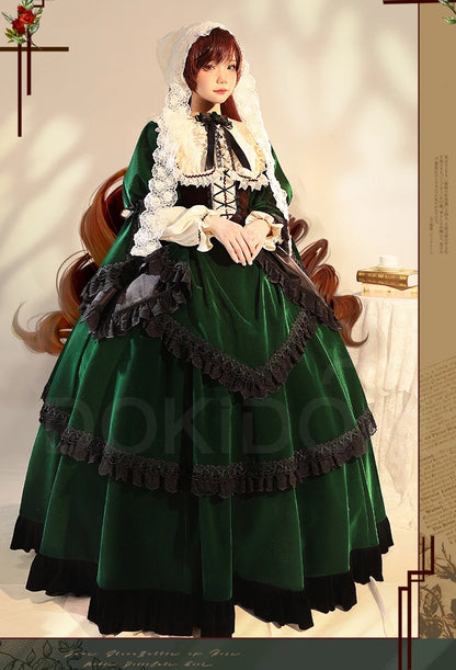Suiseiseki Cosplay Costume Anime Rozen Maiden Cosplay DokiDoki-R Suiseiseki Cosplay Wig Women Long Green Dress Costume
