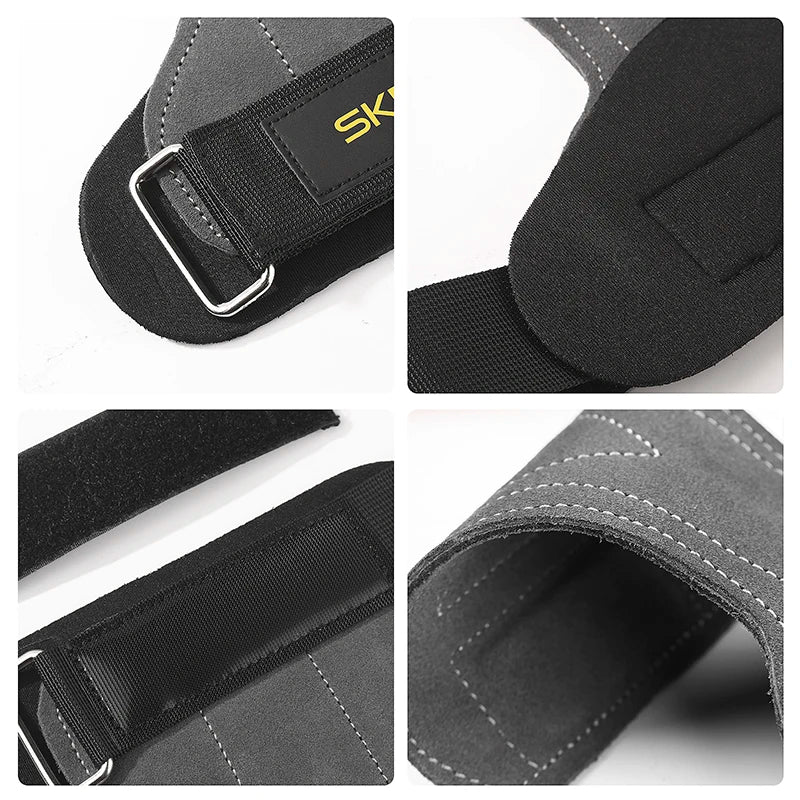 SKDK Gym Grips Cowhide Palm Guards Weightlifting Gymnastics Workout Gloves Fitness Training Equipment - black