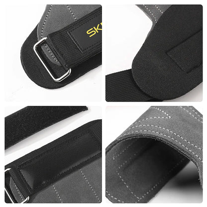 SKDK Gym Grips Cowhide Palm Guards Weightlifting Gymnastics Workout Gloves Fitness Training Equipment - black