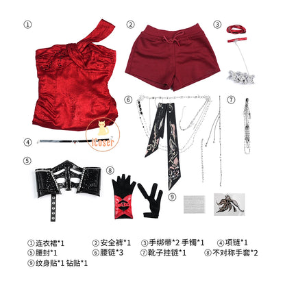 Love and Deepspace MC Cosplay Costume Midnight Waltz Red Dress Heroines New Skin Outfit Sylus Halloween Party for Women Girls