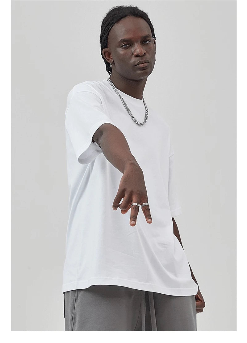 ZODF 2025 Spring Summer Men Solid 100% Cotton T-Shirts Unisex Women Loose 230gsm Noshrink Basic T Shirt Brand Tops HY0151