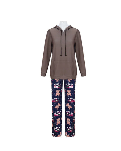 None Mira Light Purple Bear Pajamas Unisex Polyester Set