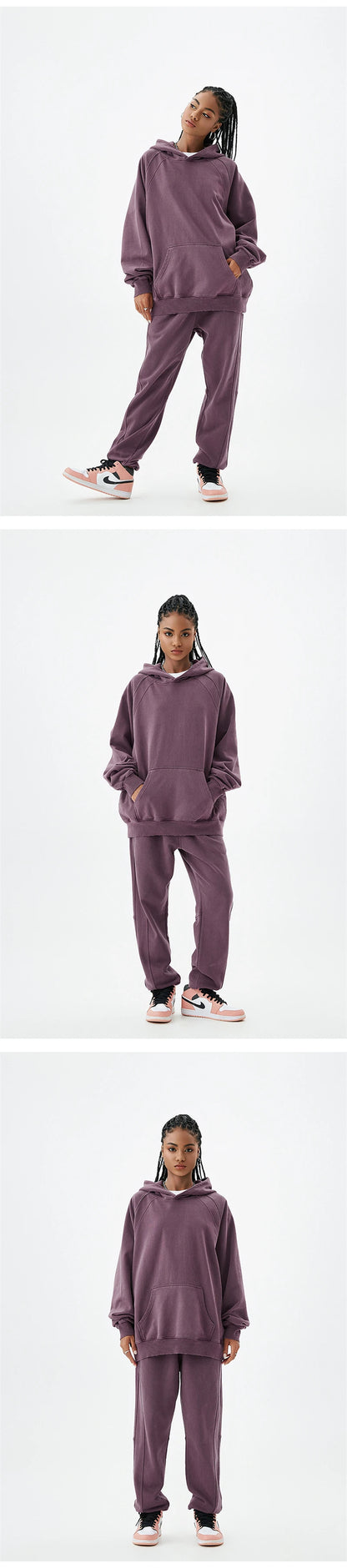 ZODF New Autumn Winter Batik Washed Cotton Sweatpants For Men Unisex Distressed Patchwork Loose 420gsm Sport Jogger Pants HY0724