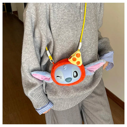 New Disney Stitch Cartoon Plush Backpack Cute Winter Gift For Girls Stuffed Animal Toy Plushie Bag Kids Carry-On Satchel