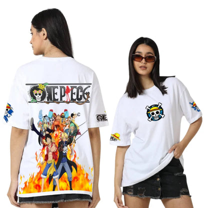 2526 New Bandai Anime One Piece Luffy Summer Jersey T-shirt Oversized 3D Adult and Children's Multifunctional Top Christmas