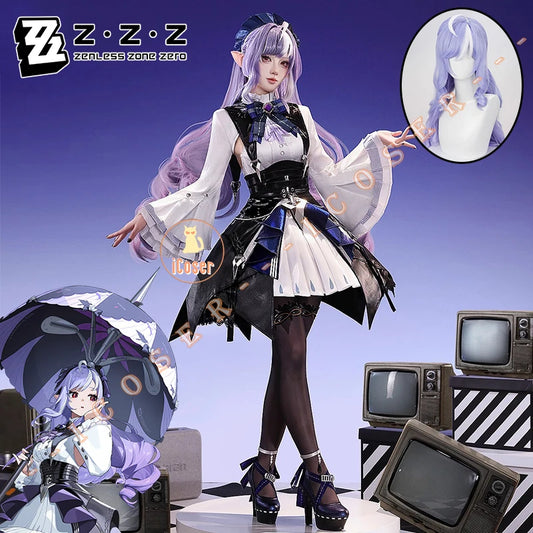 Zenless Zone Zero Vivian Cosplay Costume Wig Dress Uniform Luminous Props Metal Accessories Halloween Party Women Girls Carnival
