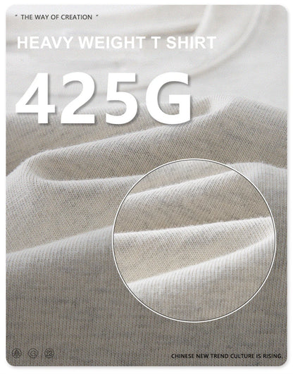 ZODF 2025 Heavy-Weight 425gsm 100% Cotton T-Shirts For Men Unisex Summer Oversized O-Neck Basic Solid T Shirt Brand Tees HY0485