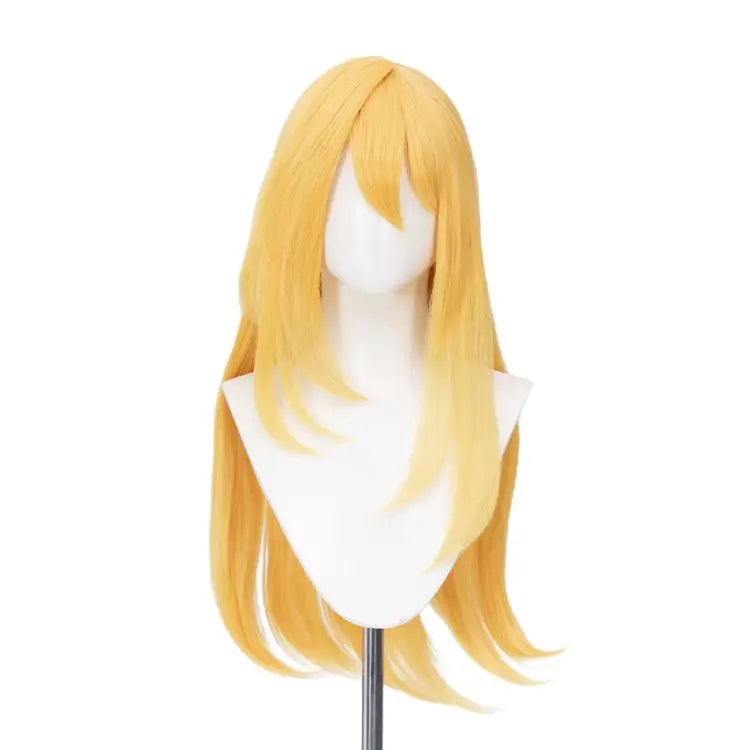 Dark Magician Girl Cosplay Wig Anime DokiDoki Women 60cm Golden Long Cosplay Wig Free Cap Halloween Cosplay
