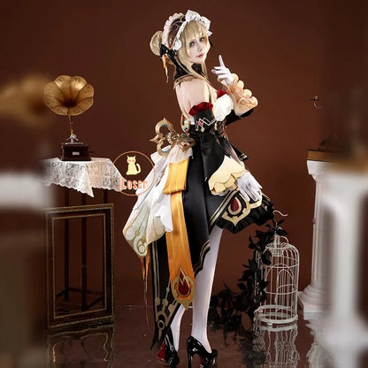 Genshin Impact Sandrone Cosplay Costume Wig Marionette Dress Headwear Eleven Fatui Harbingers Halloween Women Girls Role Play