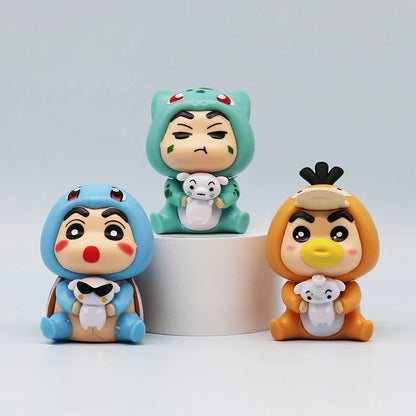 6Pcs/Set Q Version Crayon Shin-chan Anime Figure Shin-chan COS Pokémon Pikachu Action Figure Room Decorations PVC Collection Toy