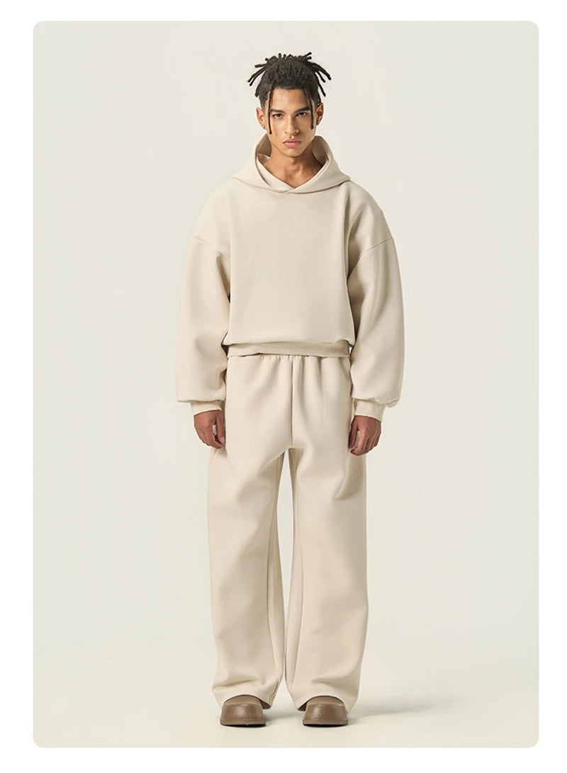 ZODF Trendy Winter 350gsm Solid Fleece Hooded Hoodies For Man Unisex Boxyfit Solid Warm Pullovers Brand Clothing HY0038