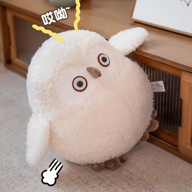 Couple Owl Plush Toy Stuffed Animals White Brown Vulture Plushie Round Ball Shape Nap Sleep Throw Pillow for Kids Birthday Gift