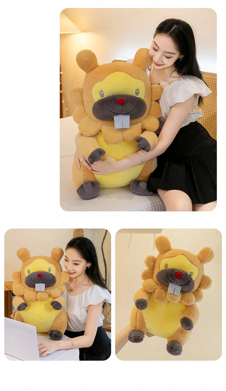 35/80cm Large Bidoof  Pokemon Plush Toys Anime Doll Cute Pillow Cartoon Giant Pokémon Plushie Stuffed Gift for Kids Christmas