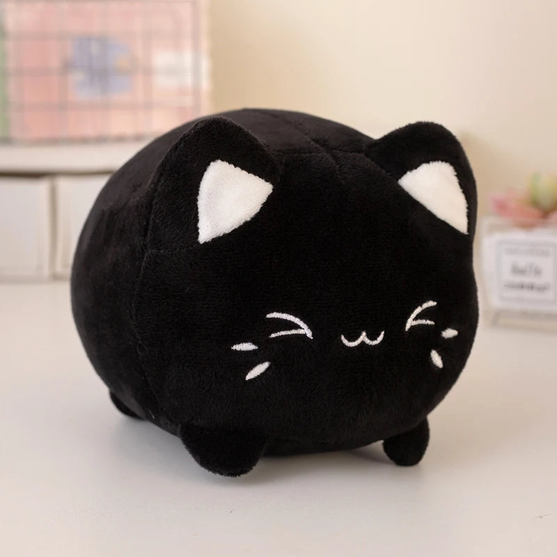 20cm Colorful Plush Peach Cat Plushie Soft Cartoon Kawaii Stuffed Toy Gift for Girls and Boys - short plush black