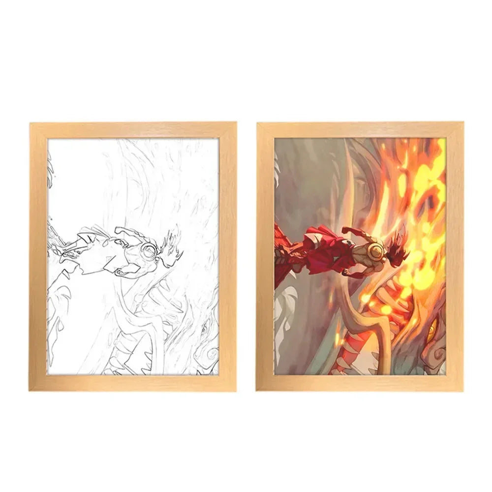 One Piece Creative Photo Frame Night Light Toy Anime Character Luffy Zoro Night Light Bedside Decoration Painting Christmas Gift