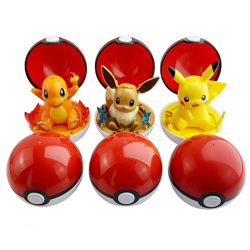 Original Pokemon Figure Pikachu Piplup Cubone Mimikyu Jigglypuff Cute Anime Ornament Pokeball Deforme Figurine Children Toy Gift