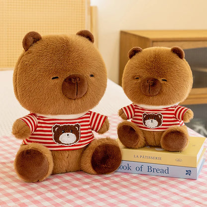 New black striped hoodie dolphin plush toy dress up Capibala sofa decoration room children's birthday Christmas surprise gift