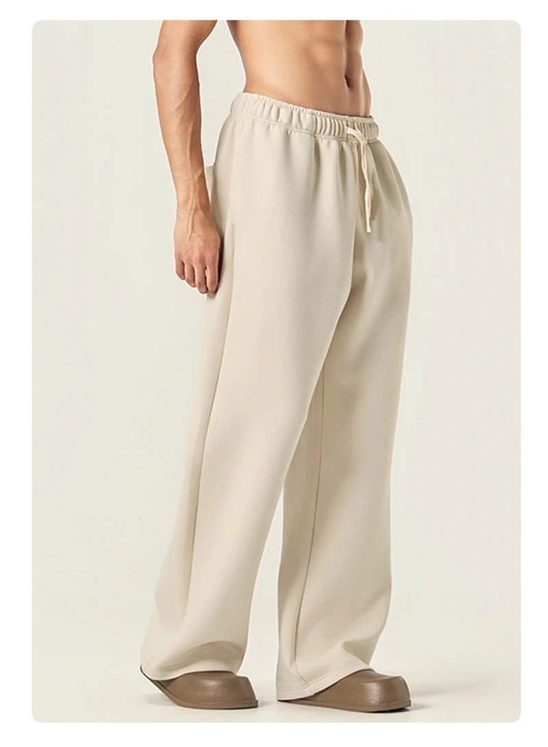 ZODF Casual 350gsm Fleece Unisex Loose Fit Wide Leg Straight Pants Warm Sport Trousers Winter HY0037