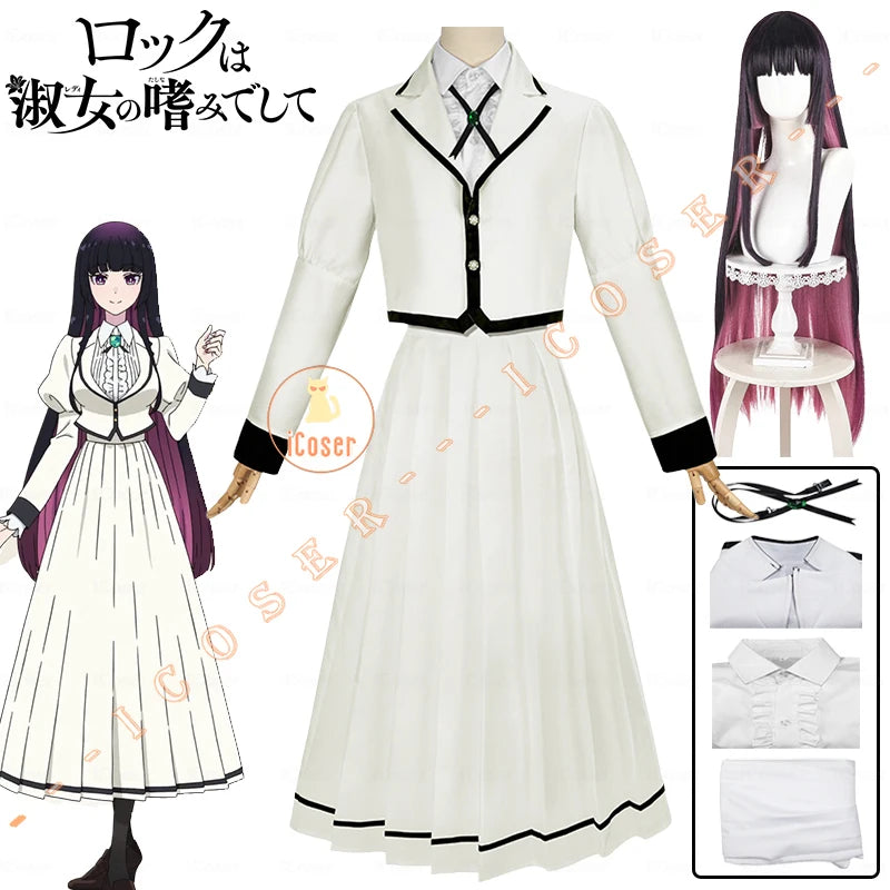 Anime Rock Is A Lady's Modesty Otoha Kurogane Cosplay Costume Wig JK Dress Lilisa Suzunomiya Halloween for Women Girls Carnival