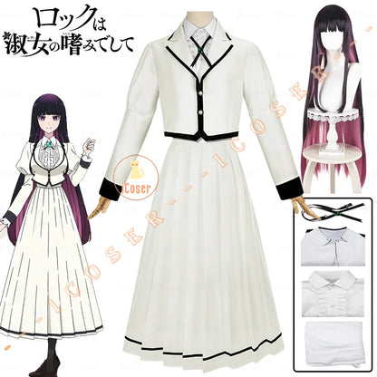 Anime Rock Is A Lady's Modesty Otoha Kurogane Cosplay Costume Wig JK Dress Lilisa Suzunomiya Halloween for Women Girls Carnival
